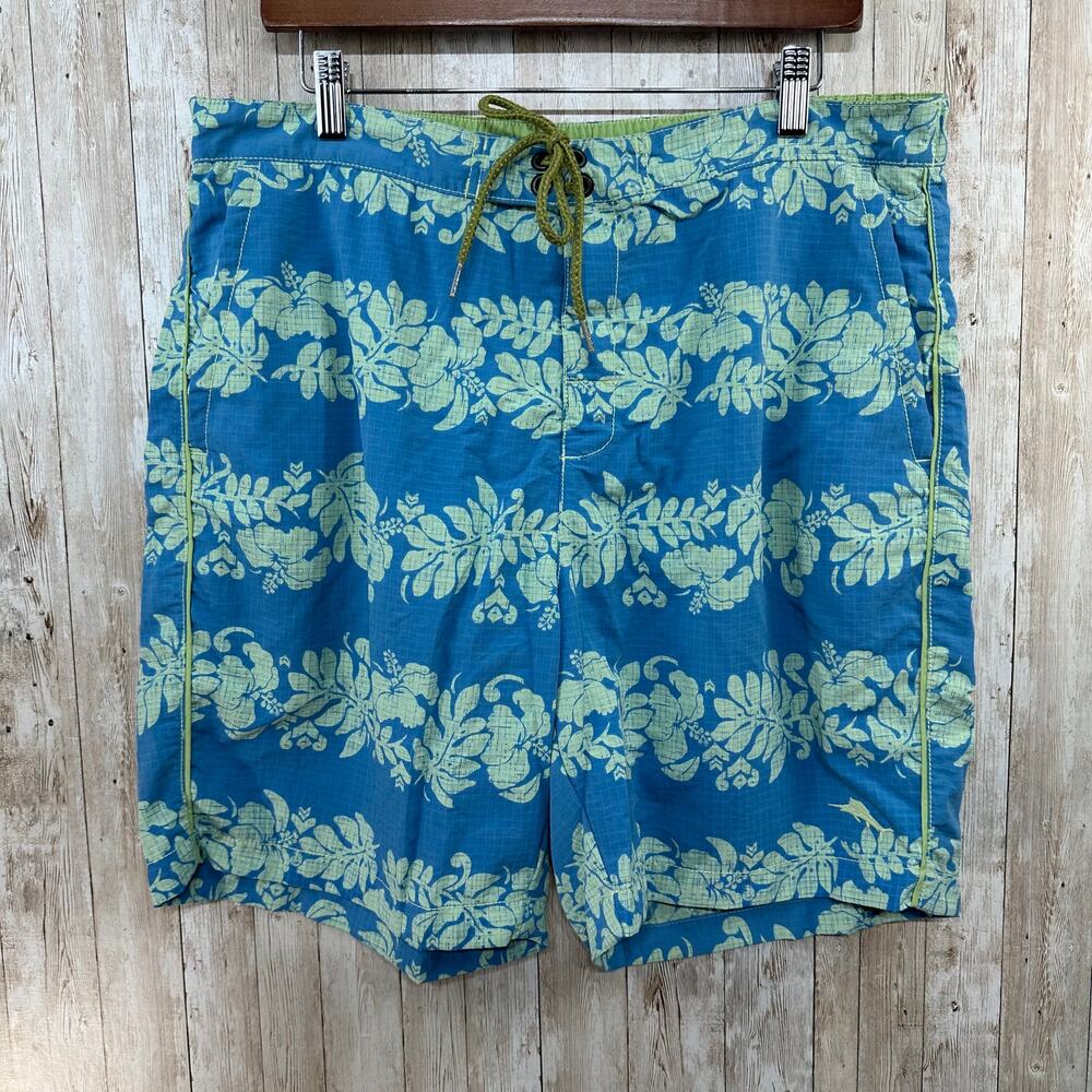 Tommy Bahama Relax Board Shorts‎ Mens Large Blue Hibiscus Mesh Lined Swimsuit